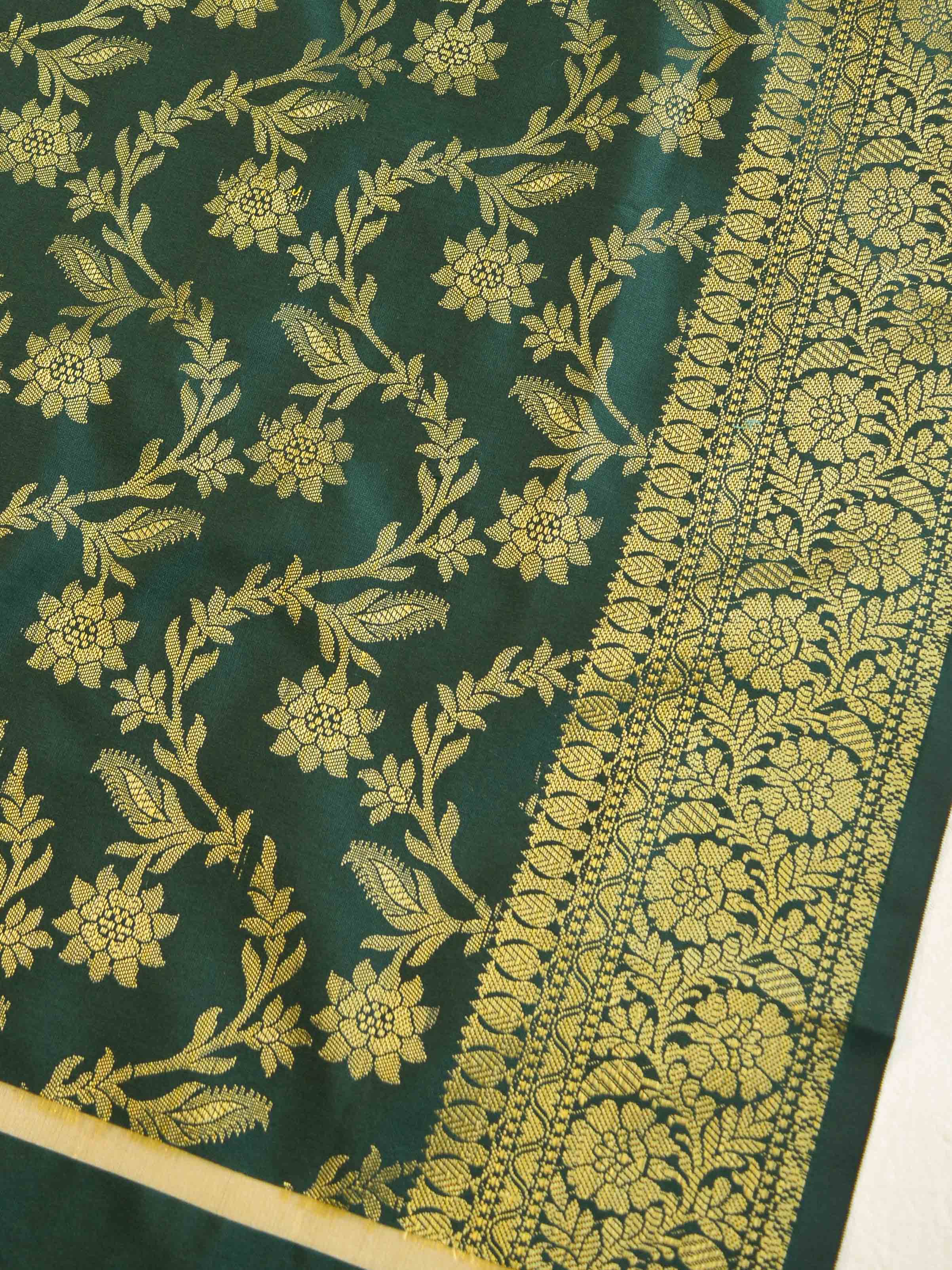 Banarasee Art Silk Jaal Design Dupatta-Deep Green