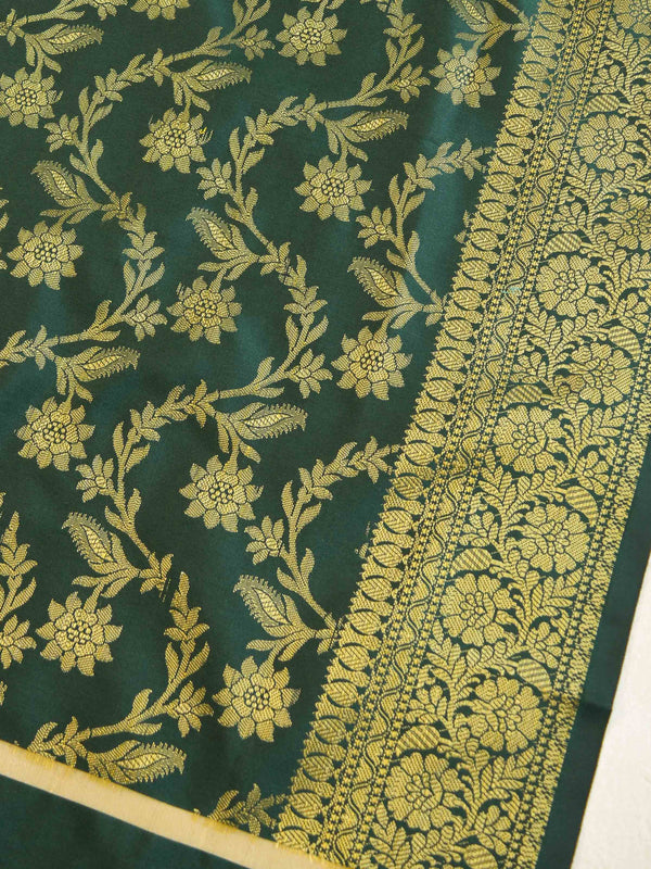 Banarasee Art Silk Jaal Design Dupatta-Deep Green