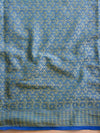 Banarasee Handwoven Semi-Chiffon Saree With Bandhej & Floral Border-Sky Blue