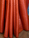 Kanjivaram Handwoven Semi Silk Saree With Jaal & Zari Border Design-Orange