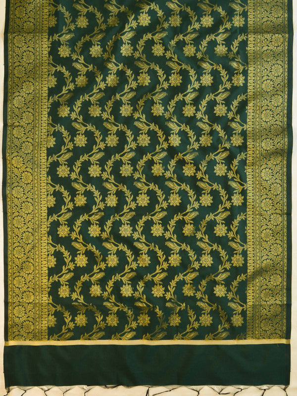 Banarasee Art Silk Jaal Design Dupatta-Deep Green