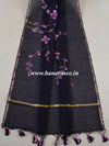 Banarasee Pure Handloom Chanderi Hand Painted Dupatta-Blue
