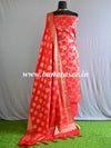 Banarasee Handwoven Semi-Silk Salwar Kameez Fabric With Zari Buta Design-Red