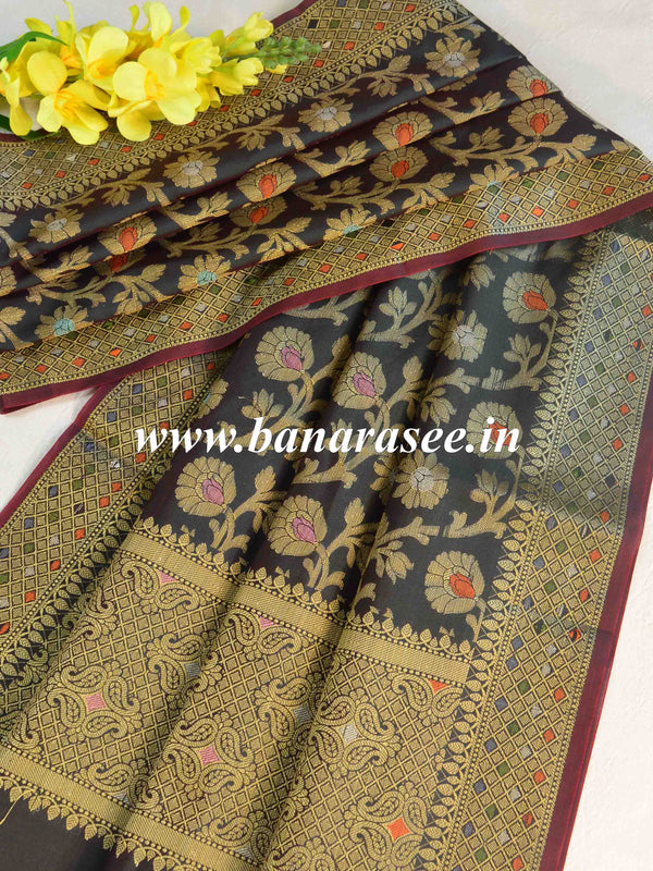 Banarasee Art Silk Jaal Design Dupatta-Black