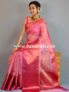 Banarasee Organza Mix Saree With Copper Zari Buti & Border-Pink