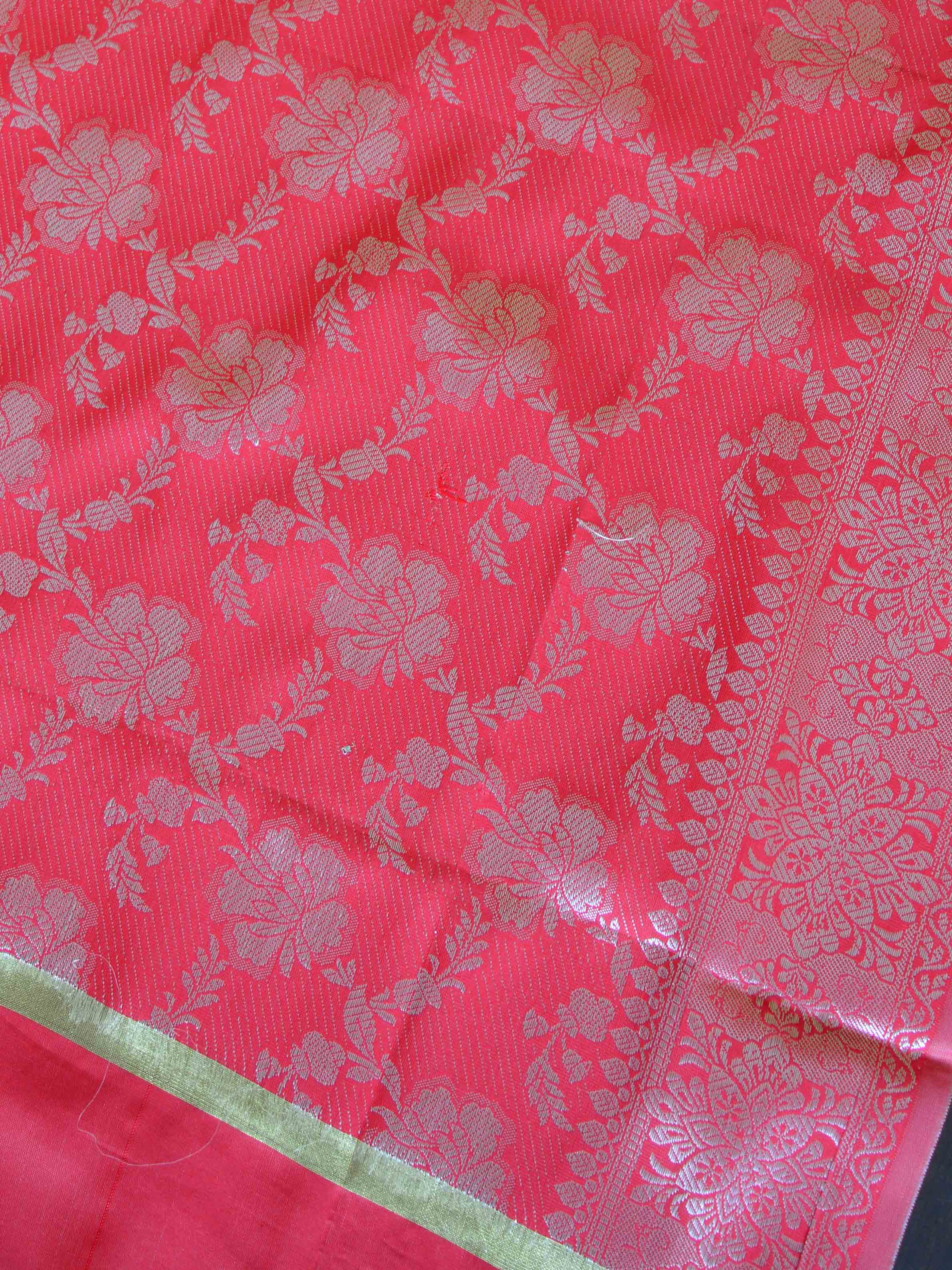 Banarasee Art Silk Dupatta Silver Zari Jaal Design-Red