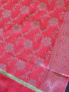 Banarasee Art Silk Dupatta Silver Zari Jaal Design-Red