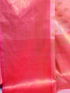 Banarasee Organza Mix Saree With Copper Zari Buti & Border-Pink