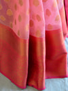 Banarasee Organza Mix Saree With Copper Zari Buti & Border-Pink