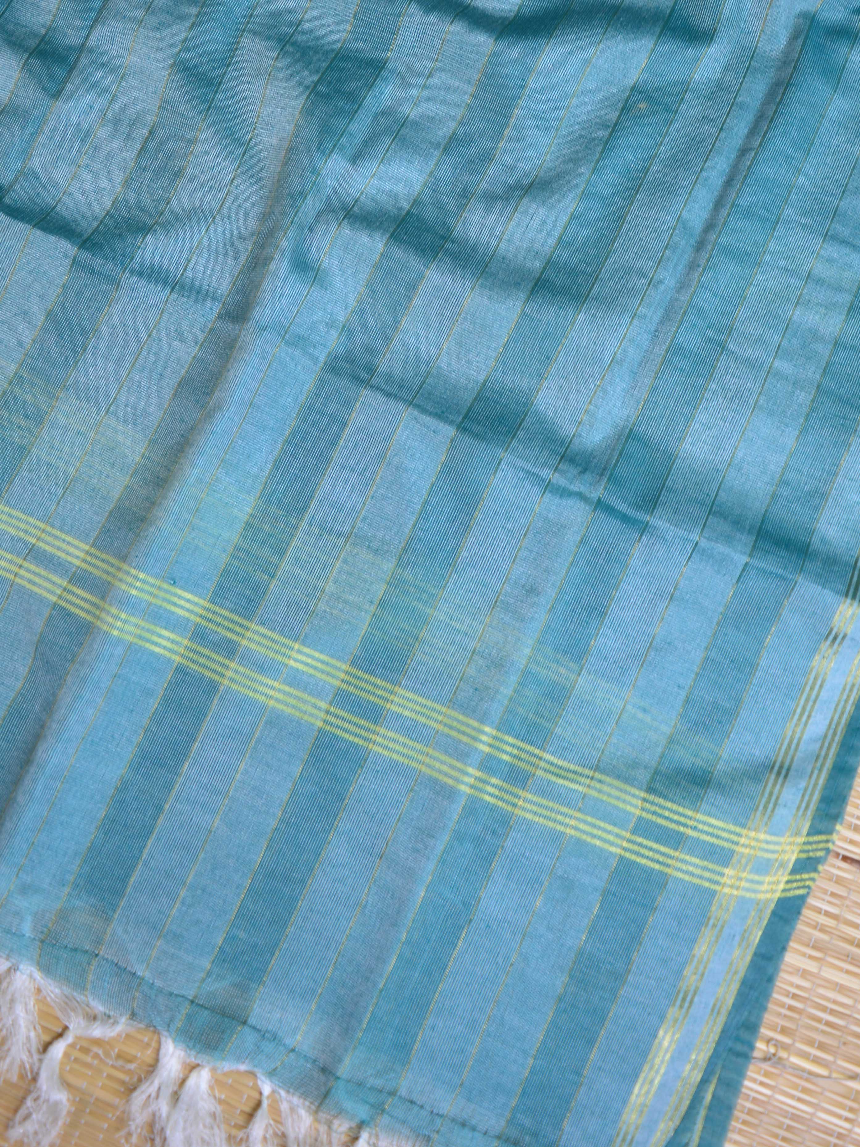 Banarasee Art Silk Floral Salwar Kameez Fabric & Dupatta-Green