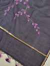 Banarasee Pure Handloom Chanderi Hand Painted Dupatta-Blue