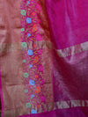 Banarasee Art Silk Saree With Zari & Meena Floral Border & Self Weaving Work-Pink