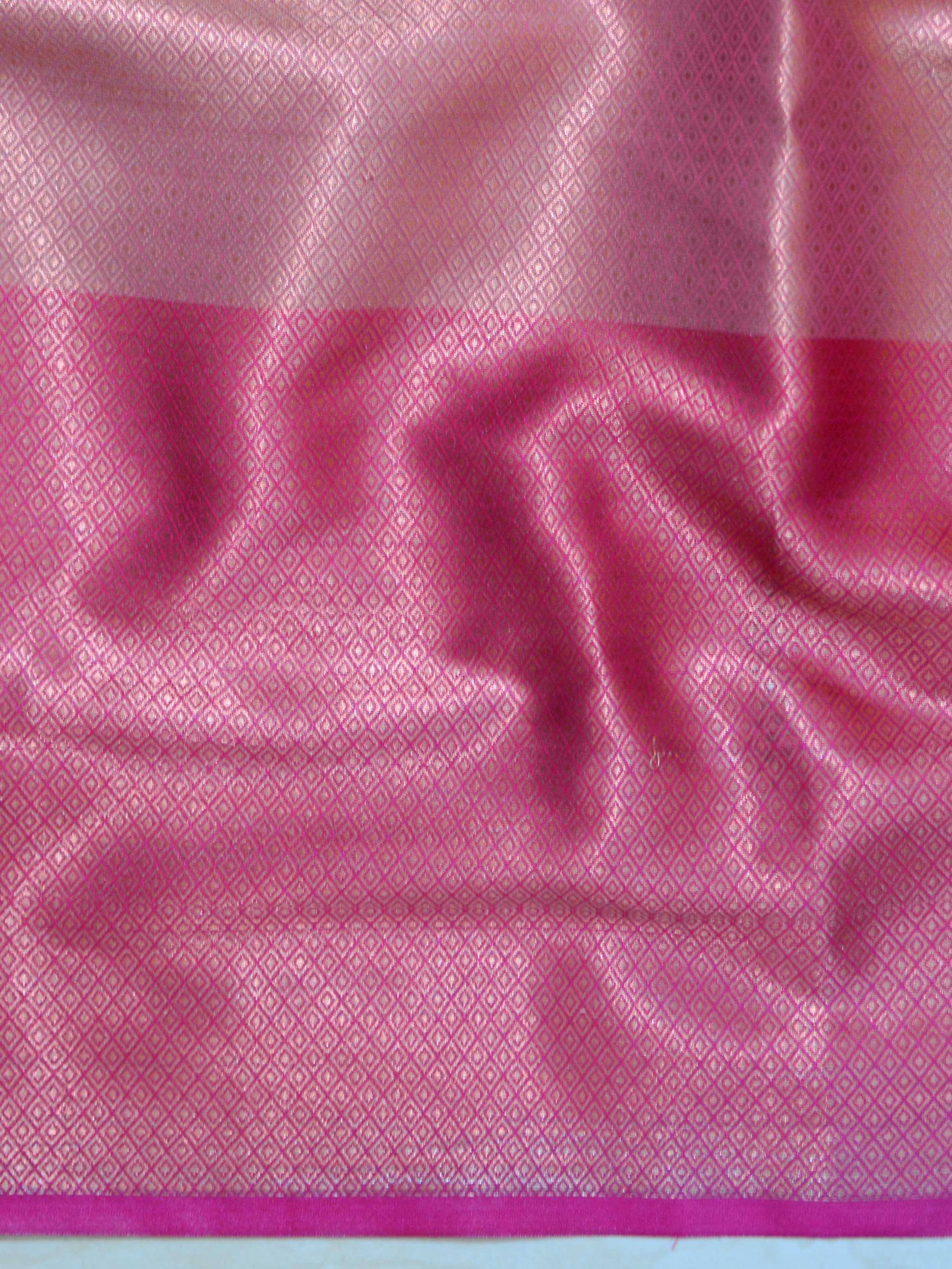 Banarasee Organza Mix Saree With Copper Zari Buti & Border-White