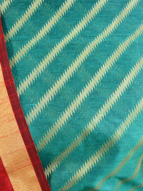 Banarasee Cotton Silk Salwar Kameez Fabric With Contrast Dupatta-Green