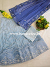 Banarasee Semi-Stitched Hand-Work Ombre Dye Zig-Zag Design Lehenga Blouse & Dupatta-Grey