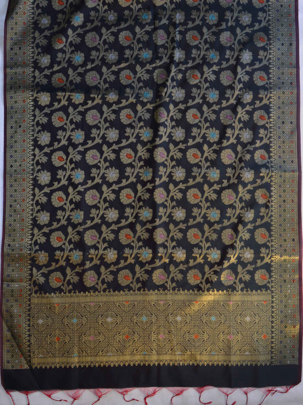 Banarasee Art Silk Jaal Design Dupatta-Black