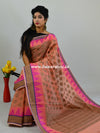 Banarasee Handloom Cotton Saree with Resham Work-Peach