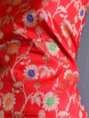 Banarasee Handwoven Semi-Silk Salwar Kameez Fabric With Zari Buta Design-Red