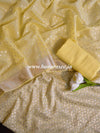 Banarasee Handloom Chanderi Cotton Zari Work Salwar Kameez Dupatta Set-Yellow