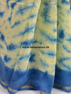 Banarasee Handloom Chanderi Shibori Dyed Saree With Contrast Blue Blouse-Off White