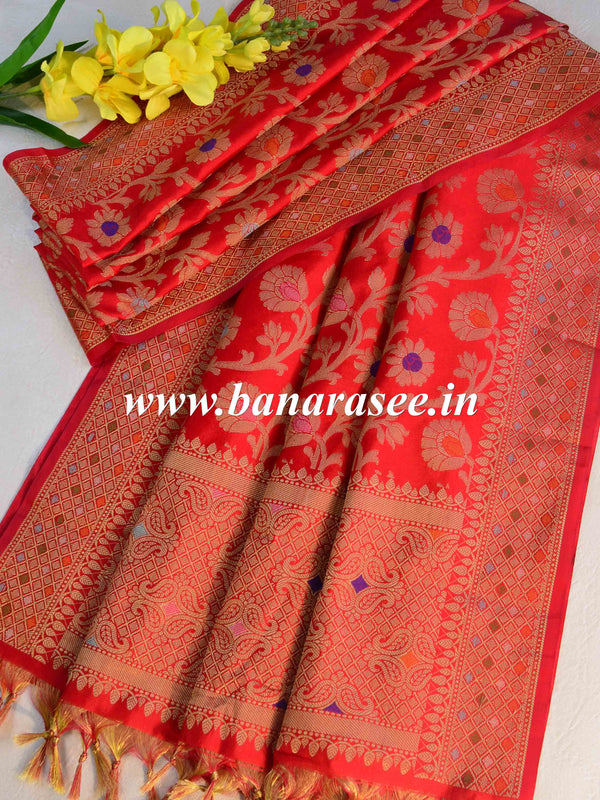 Banarasee Art Silk Jaal Design Dupatta-Red