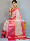 Banarasee Organza Mix Saree With Copper Zari Buti & Border-White