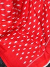 Handloom Mul Cotton Ajrakh Print Saree-White & Red