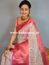 Banarasee Organza Mix Saree With Copper Zari Buti & Border-White