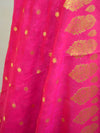 Banarasee Handwoven Satin Brocade Salwar Kameez Fabric & Hot Pink Art Silk Dupatta-Baby Pink