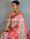 Banarasee Organza Mix Saree With Copper Zari Buti & Border-White