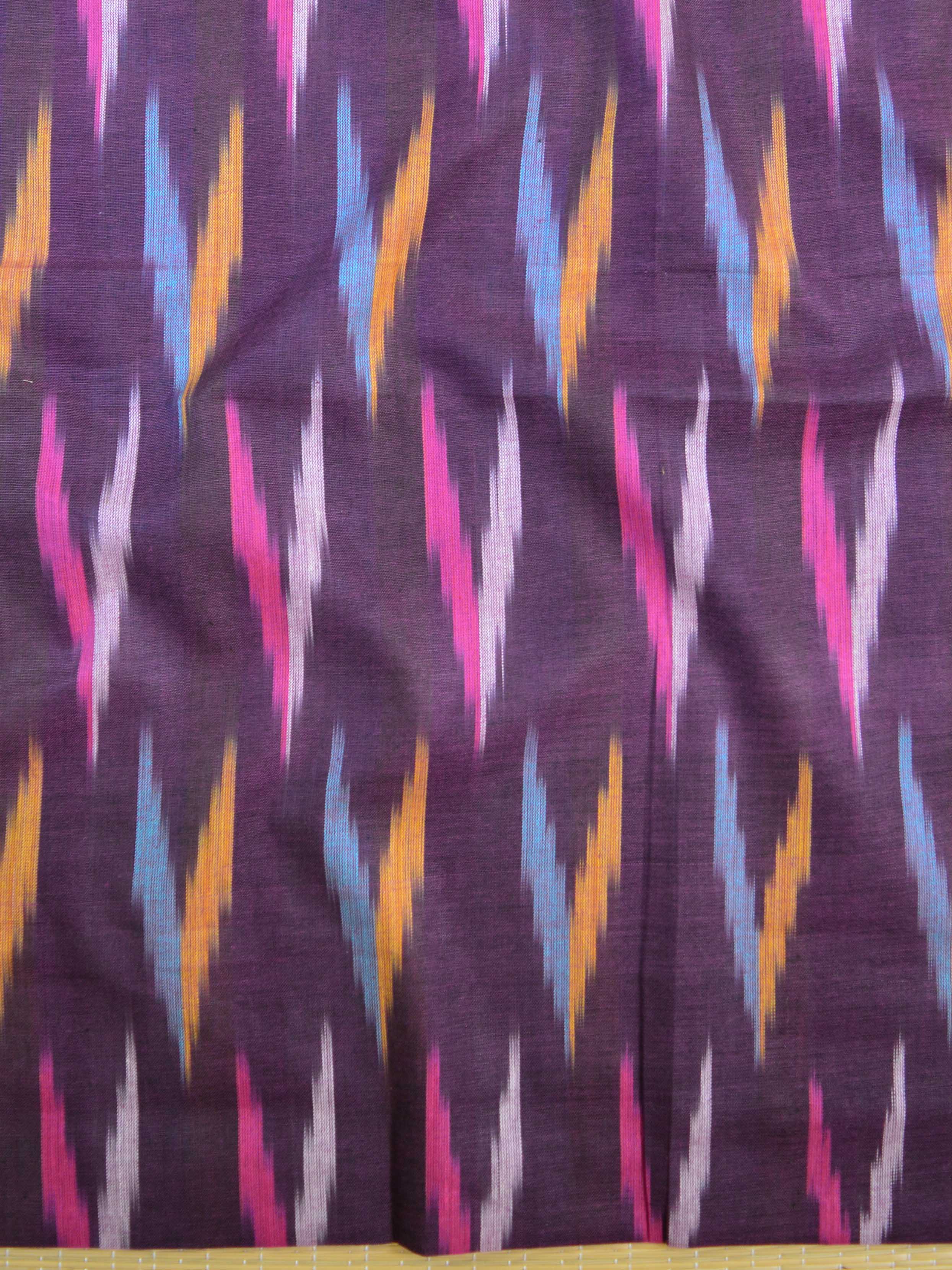 Bhagalpuri Ikkat Kameez With Shibori Dyed Linen Dupatta & Bottom-Violet & Orange