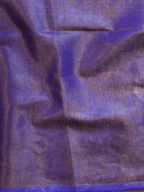 Banarasee Handloom Pure Linen By Tissue Metallic Shine Saree-Purple