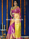 Banarasee Handwoven Semi Silk Saree With Jaal & Zari Border Design-Purple
