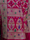 Banarasee Handwoven Semi-Chiffon Saree With Bandhej & Floral Border-Pink
