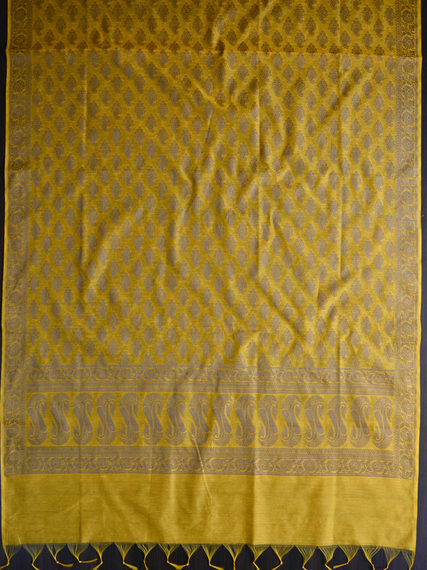 Banarasee Salwar Kameez Cotton Silk Resham Buti Woven Fabric-Yellow