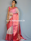 Banarasee Organza Mix Saree With Copper Zari Buti & Border-White