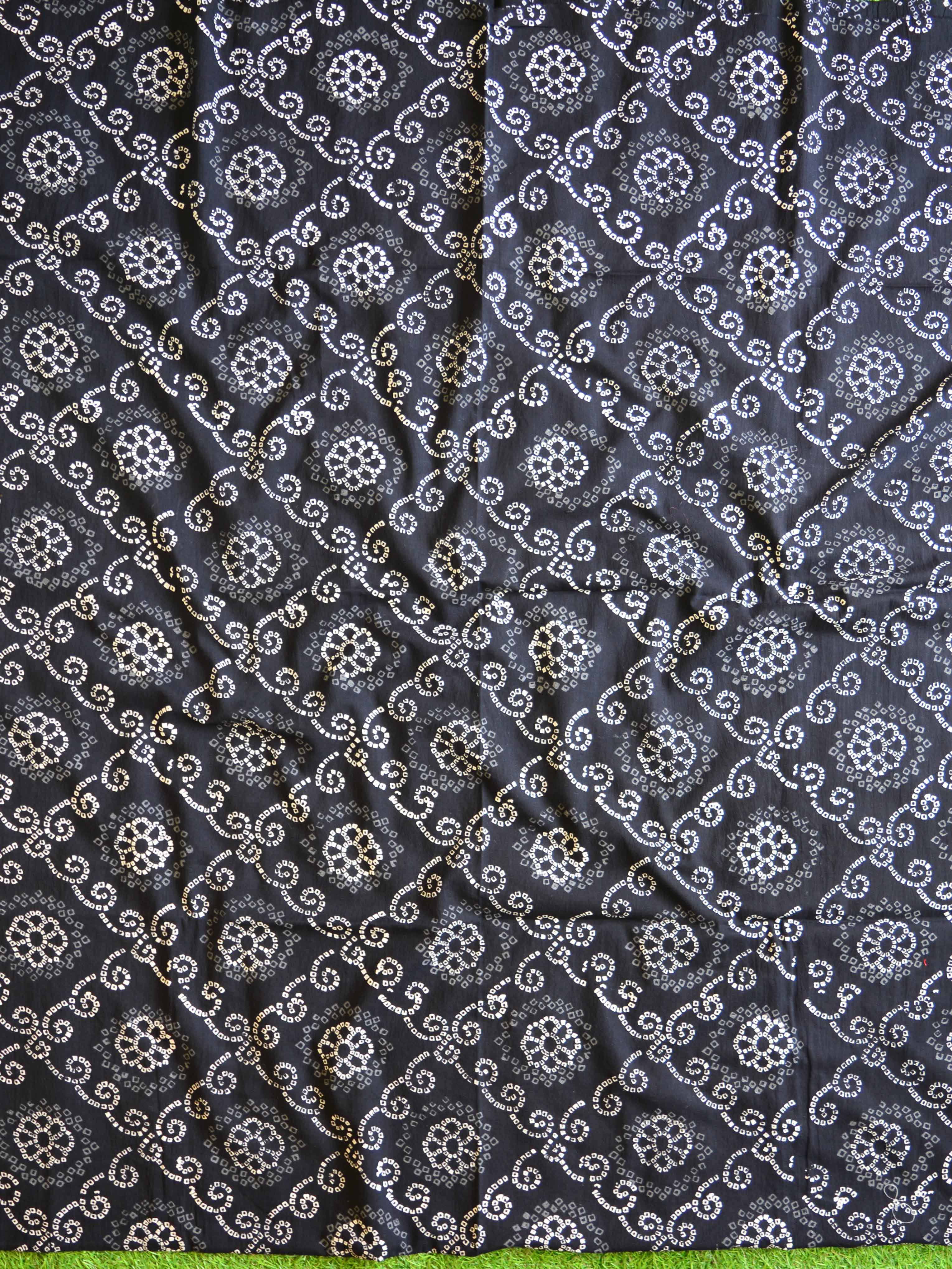 Handloom Mul Cotton Handblock Printed Suit Set-Black