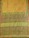 Banarasee Handloom Chanderi Bagru Block Printed Saree-Turmeric Yellow