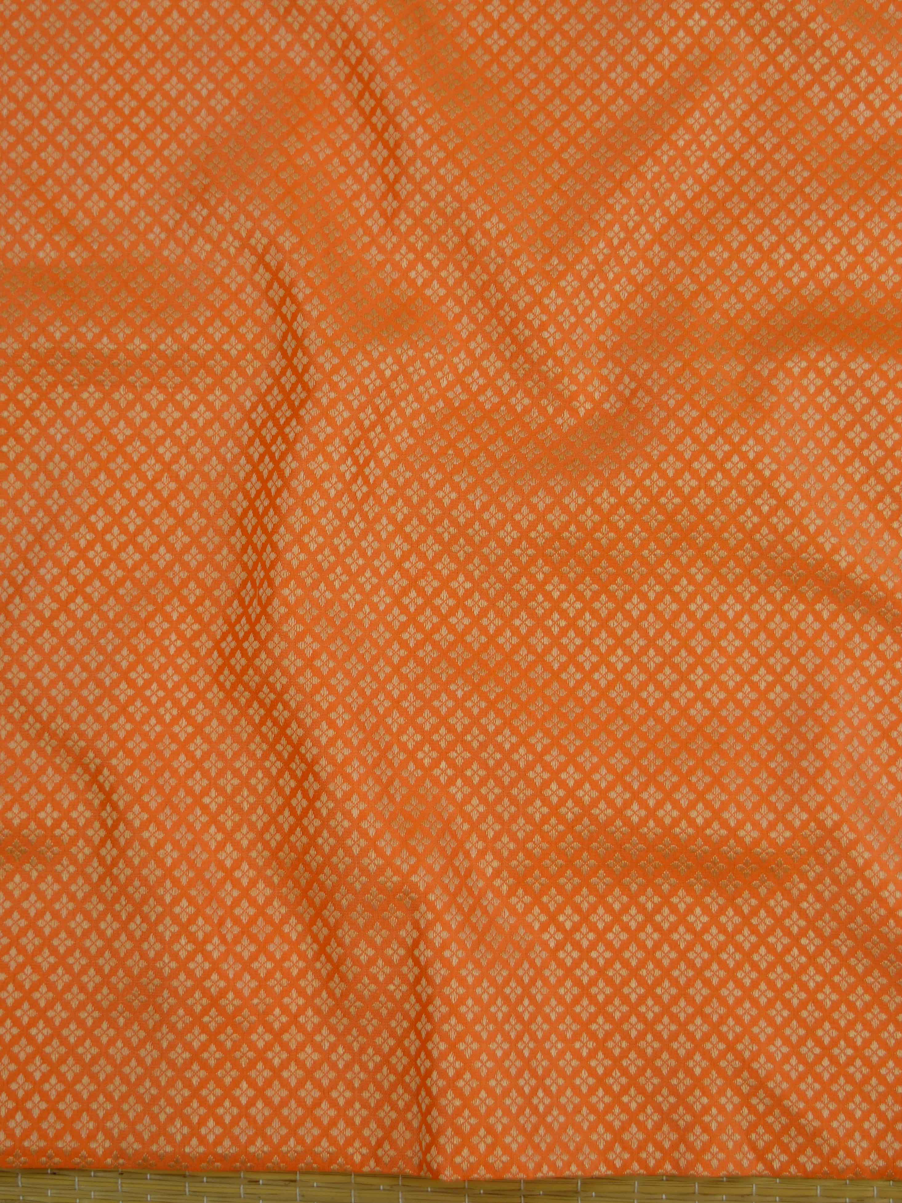 Banarasee Brocade Salwar Kameez Fabric With Mirror Work-Orange & Grey