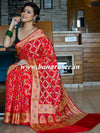 Banarasee Handwoven Semi-Chiffon Saree With Bandhej & Floral Border-Red