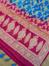 Banarasee Handloom Pure Chiffon Silk Salwar Kameez Set-Pink & Blue