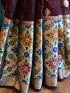 Banarasee Organza Mix Saree With Buti Design & Broad Meenakari Border-Brown