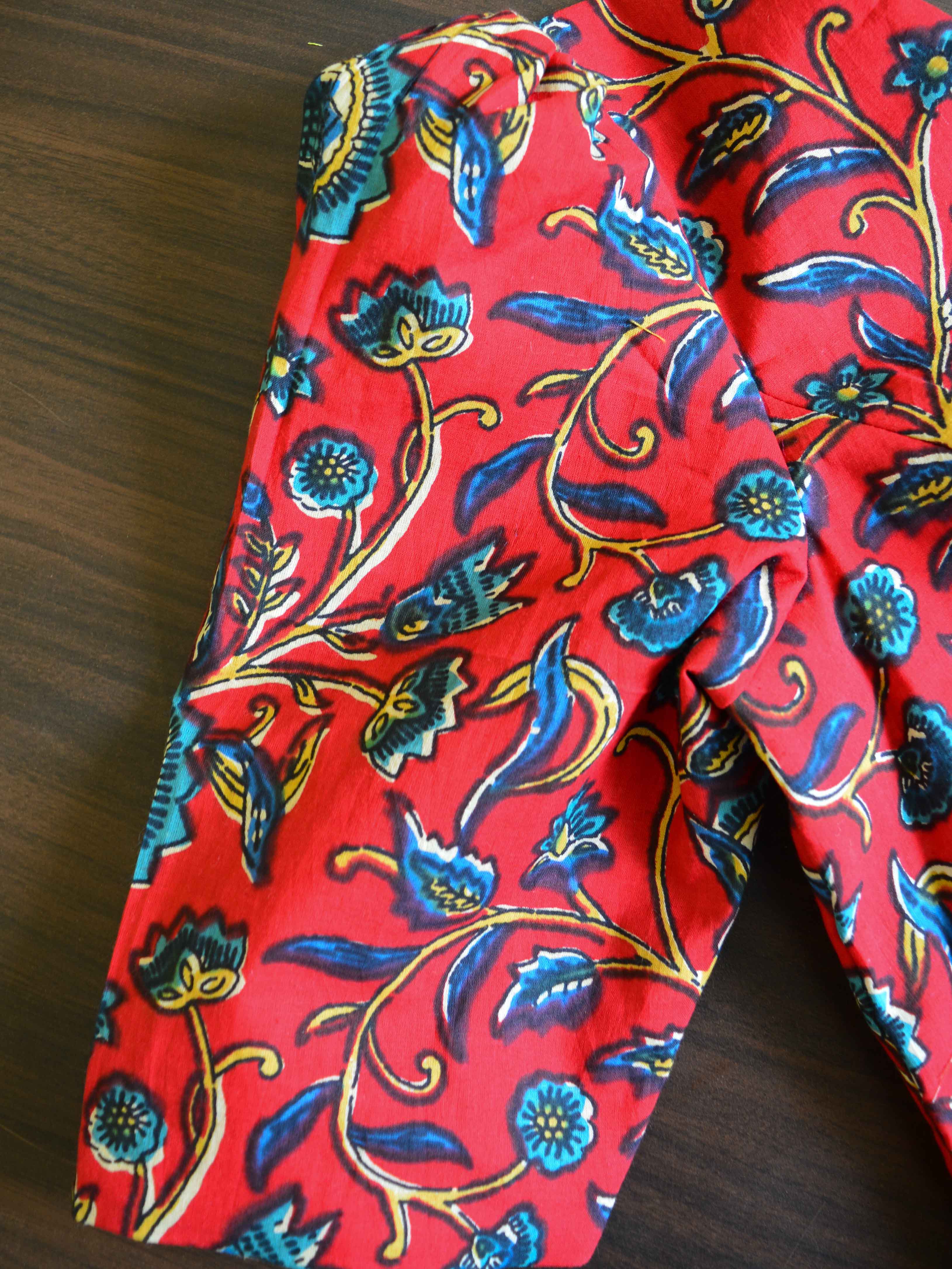 Pure Mul Cotton Blouse-Red