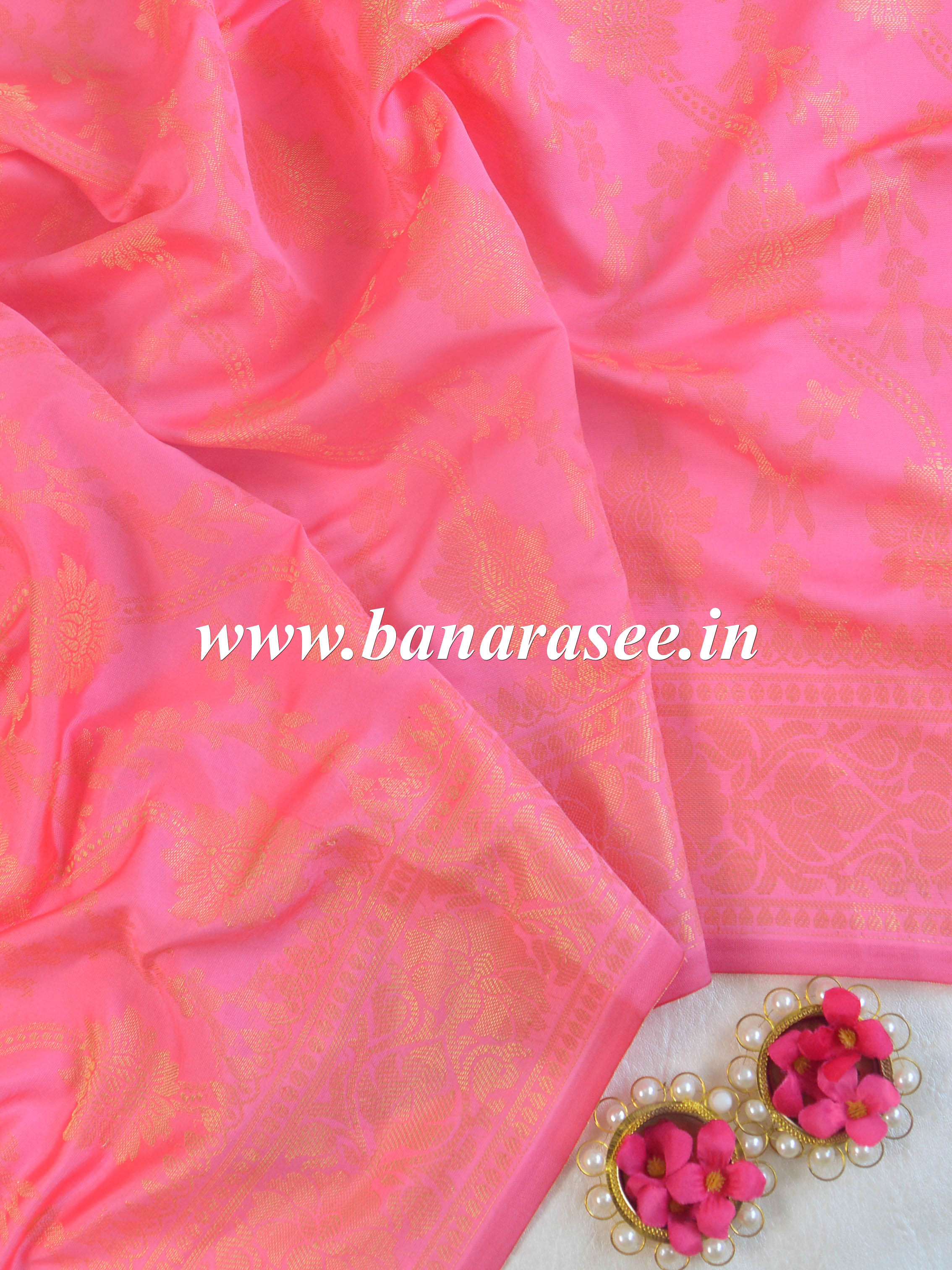 Banarasee Art Silk Jaal Design Dupatta-Pink