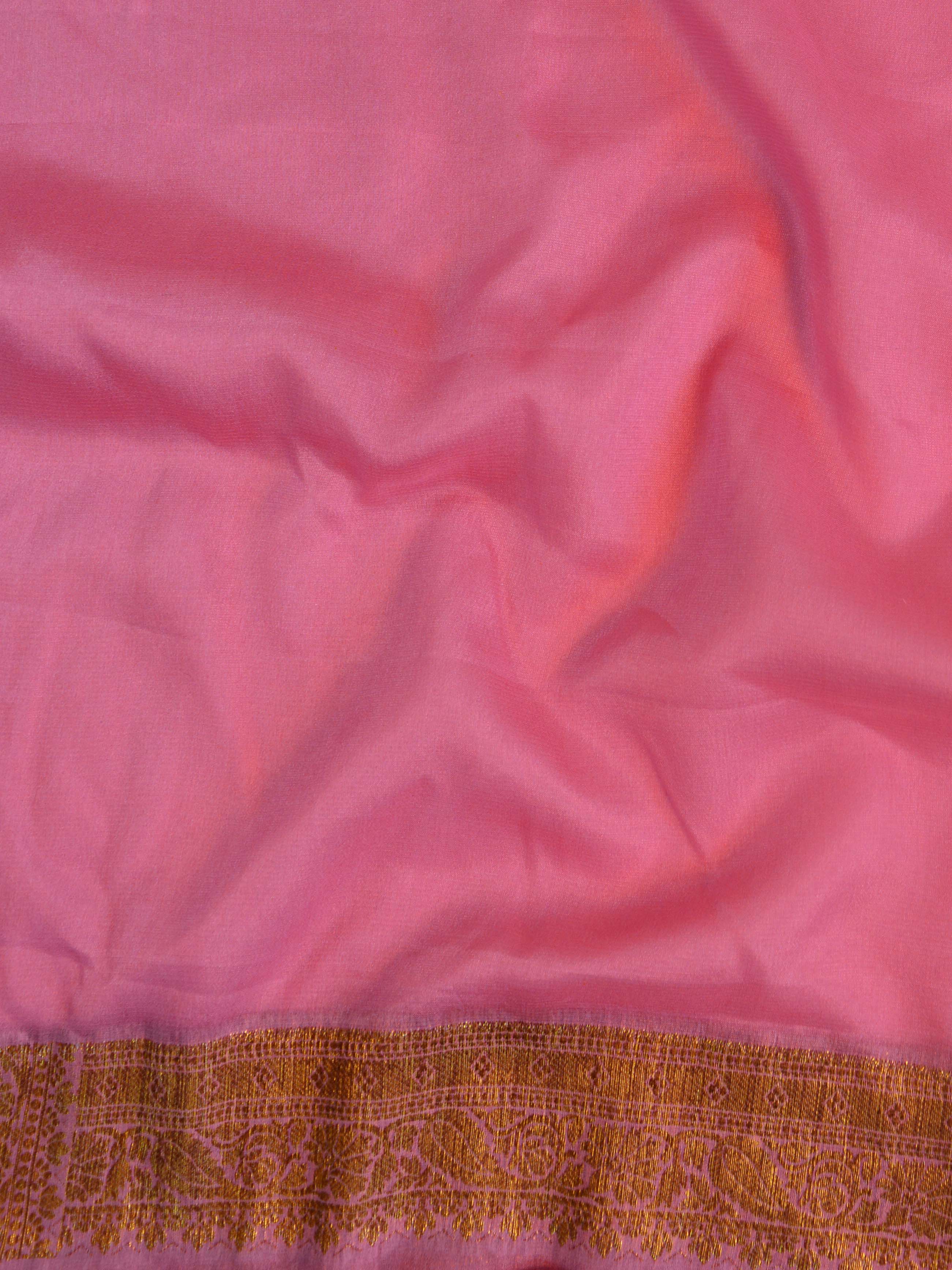Banarasee Pure Chiffon Saree With Antique Zari Asharfi & Border-Blue