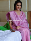 Bhagalpuri Ghichha Woven Salwar Kameez Fabric With Dual Color Dupatta-Pink & Green