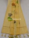 Banarasee Pure Handloom Chanderi Hand Painted Dupatta-Beige