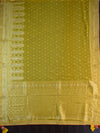 Banarasee Handwoven Semi-Katan Zari Work Saree With Pink Embroidered Blouse-Yellow
