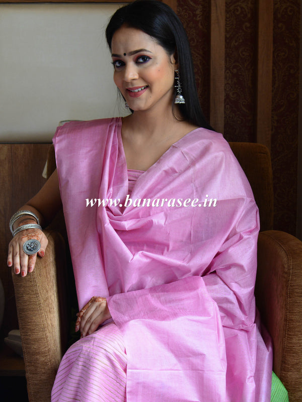 Bhagalpuri Ghichha Woven Salwar Kameez Fabric With Dual Color Dupatta-Pink & Green