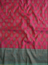 Banarasee Salwar Kameez Cotton Silk Resham Buti Woven Fabric-Green & Pink